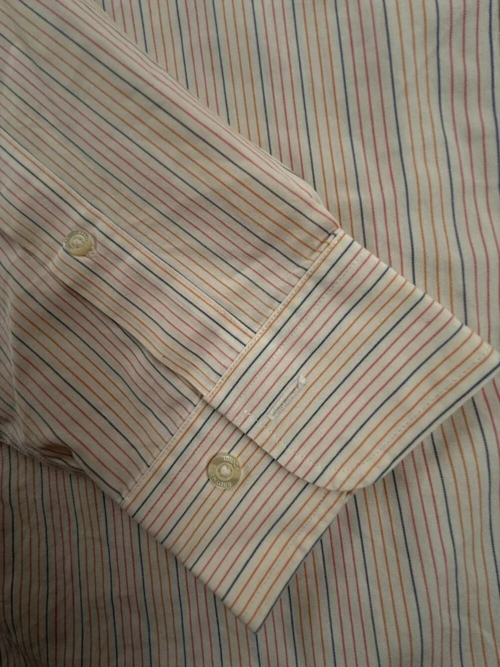 Brooks Brothers Non Iron Long Sleeve Button Up Shirt Striped Pink Orange Large